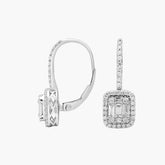 Vivid Elegance Baguette Diamond Lever Back Drop Earrings Gold
